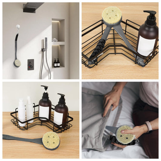 Rückenbürste Dusche, 52 cm BadebüRste Mit Langem Stiel, Gebogene Griff Rückenbürste Zum Duschen äLtere Und Behinderte Menschen, eingeschränkte Mobilität, gefrorene Schultern, Optimale Rückenpflege