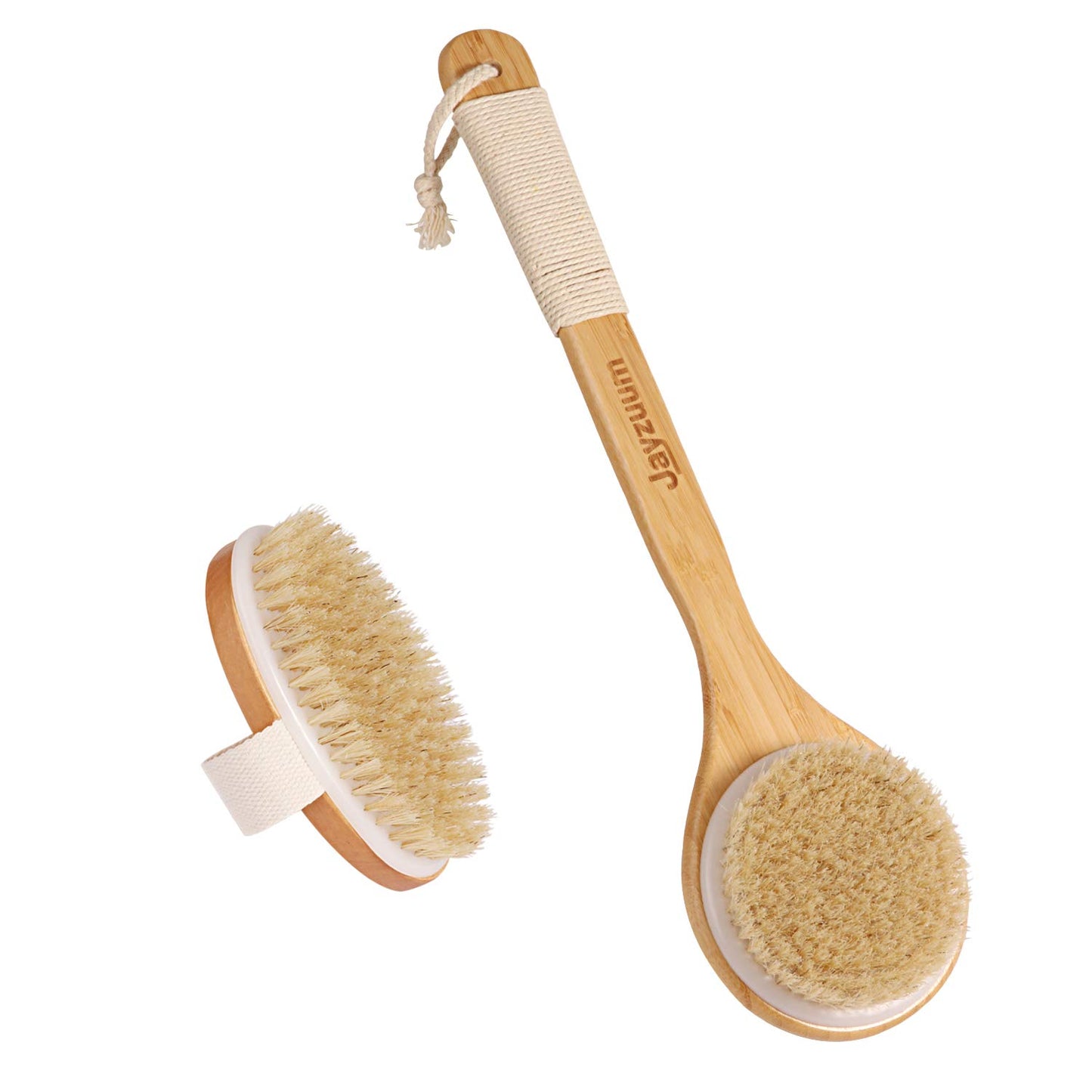Jayzuum 2er Set Rückenbürste, Trockenbürste, Badebürste mit langem Stiel, Körperbürste Saunabürste für Peeling und Massage