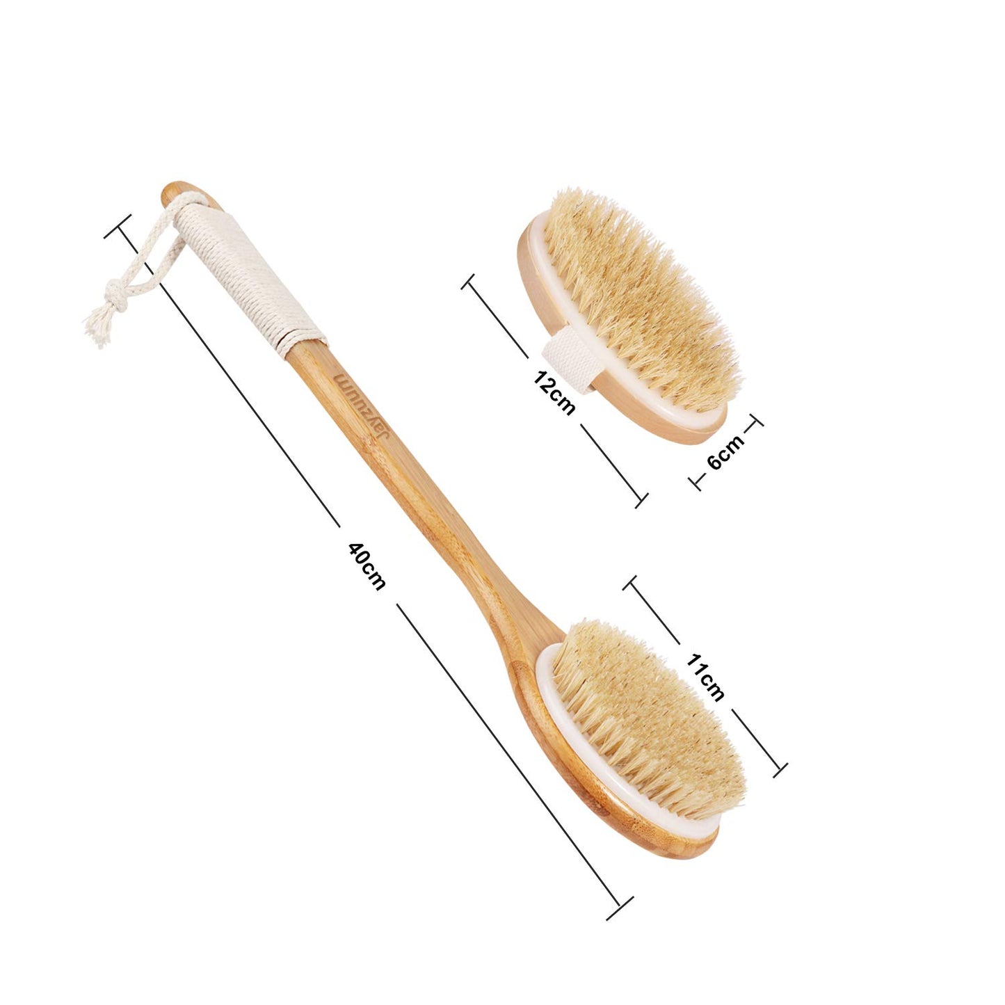 Jayzuum 2er Set Rückenbürste, Trockenbürste, Badebürste mit langem Stiel, Körperbürste Saunabürste für Peeling und Massage