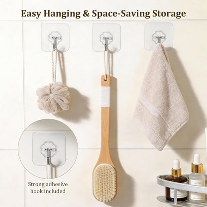 Blendura Rückenbürste Dusche 43 cm mit langem Stiel – Nass & Trocken Körperbürste mit weichen & festen Borsten Rückenschrubber, Peeling, Massage & Lymphdrainage, für Damen, Herren, Senioren