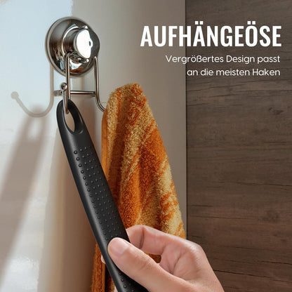 Silikon Rückenschrubber mit langem Griff – Duschbürste für Rücken, Peeling, Massage & mehr Schaum, Schwarz