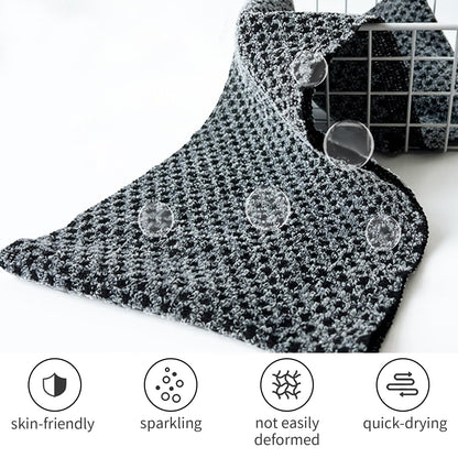 2 Stück Japanischer Exfoliating Waschlappen Set, Rückenschrubber für Bad und Dusche, Rückenbürste für Männer und Frauen (Schwarz)